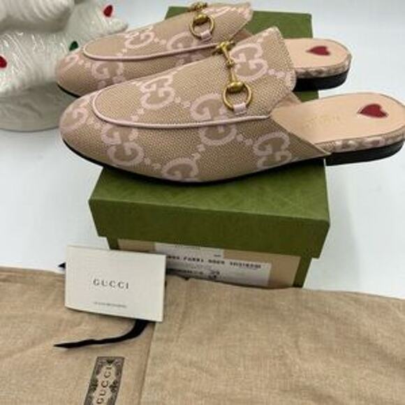 Women's Gucci Princetown slipper in jumbo GG Carmel canvas size 39 made in Italy - Picture 9 of 10